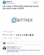 STEEM paired with USD on Bittrex? Show them we want it on Twitter! thumbnail